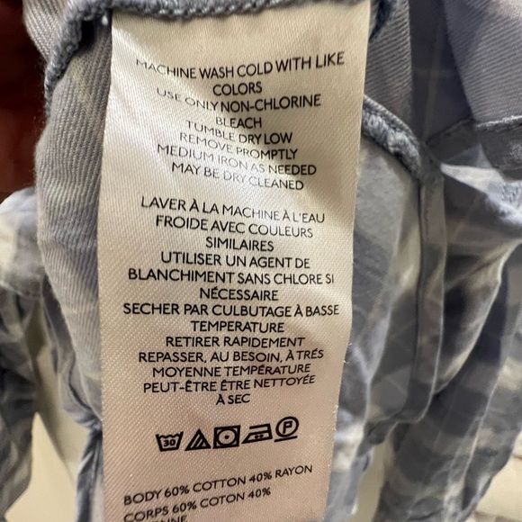 NWT new medium Anthropologie pilcro Hadley button down shirt blue plaid flannel - Picture 10 of 17